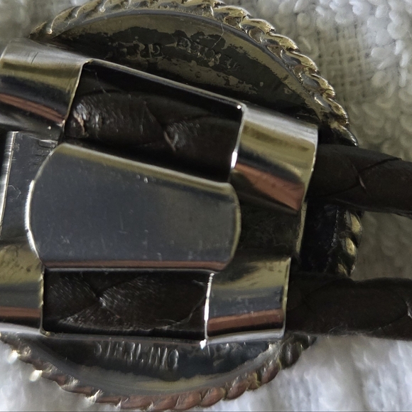 Western Horse Sterling Silver Round Adjustable Bolo Tie - Picture 6 of 8